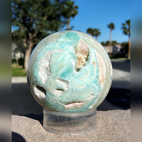 Calming Blue Aragonite Sphere with Lots of Druzy - Picture 6 of 16